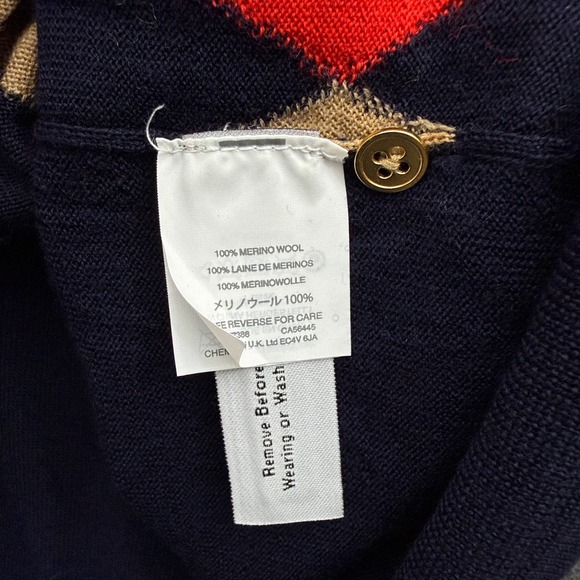 J Crew Sweater Womens XL Blue Jackie Cardigan Argyle Merino Wool Lightweight NWT - Picture 6 of 11